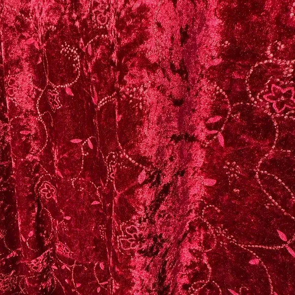 Vintage Crushed Velvet Babydoll Top Fairy Grunge Size 26 28 Red Floral Sparkly - Picture 11 of 13